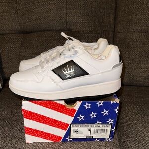 NEW! Troop Destroyer White and Black Sneakers…sz. 9